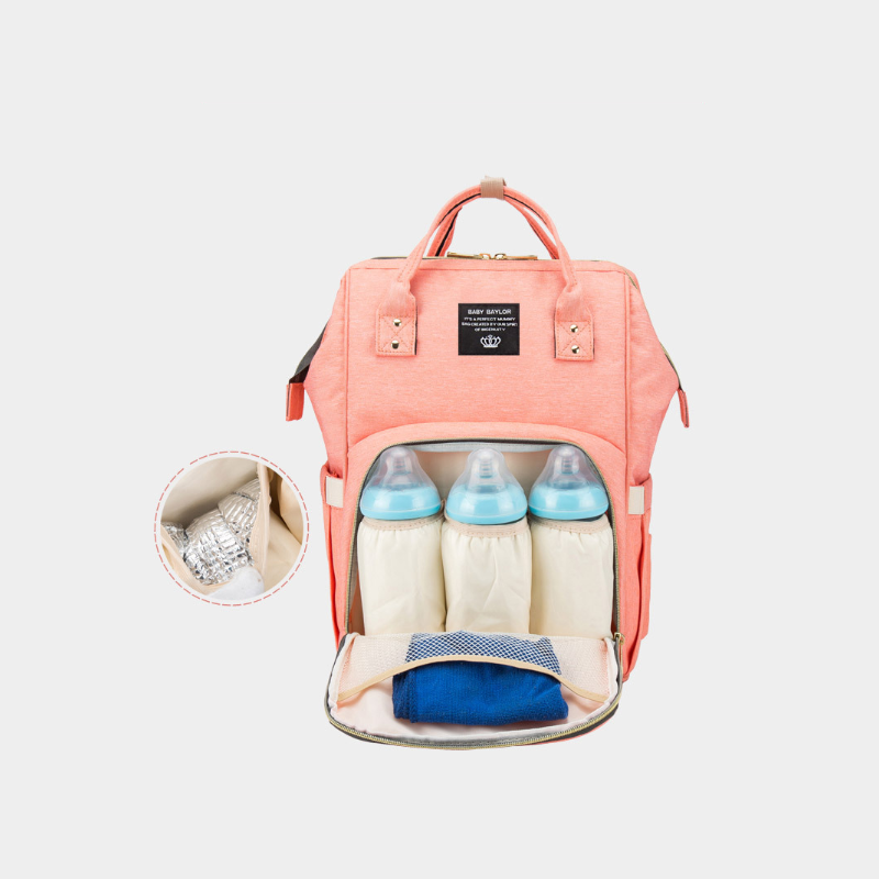 Рюкзак для мами LEQUEEN з термокишенькою та органайзером (RDM Pink)