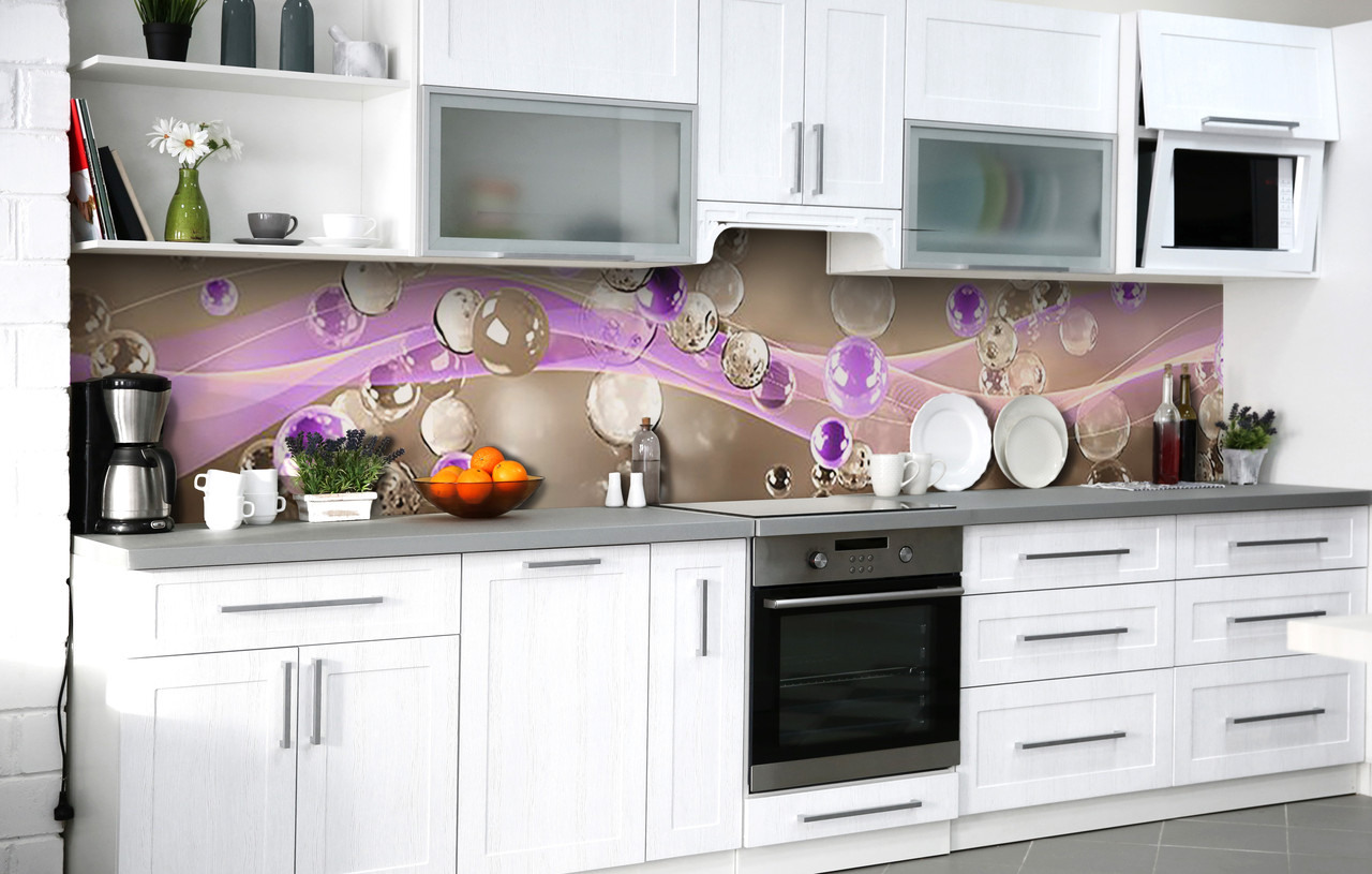 Наклейка на скинали Zatarga на кухню «Стеклянные капли» 600х3000 мм виниловая 3Д наклейка кухонный фартук самоклеящаяся