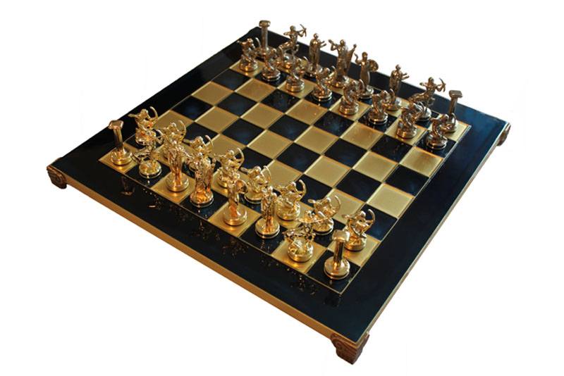 Шахматы MANOPOULOS Геркулес в деревянном футляре 4.8 кг 36х36 см (S5BLU)
