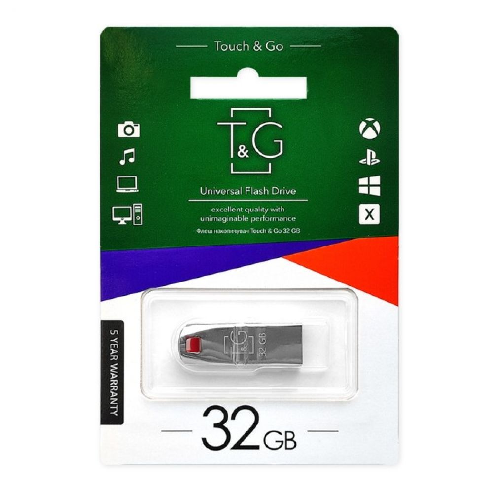 Флеш пам'ять T&G USB 2.0 32GB Chrome 115 Steel