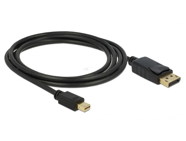 Кабель монітора-сигнальний Delock DisplayPort-mini M/M  2.0m v1.2 4K@60Hz 19p D=5.5mm Gold Cu чорний (70.08.2438)