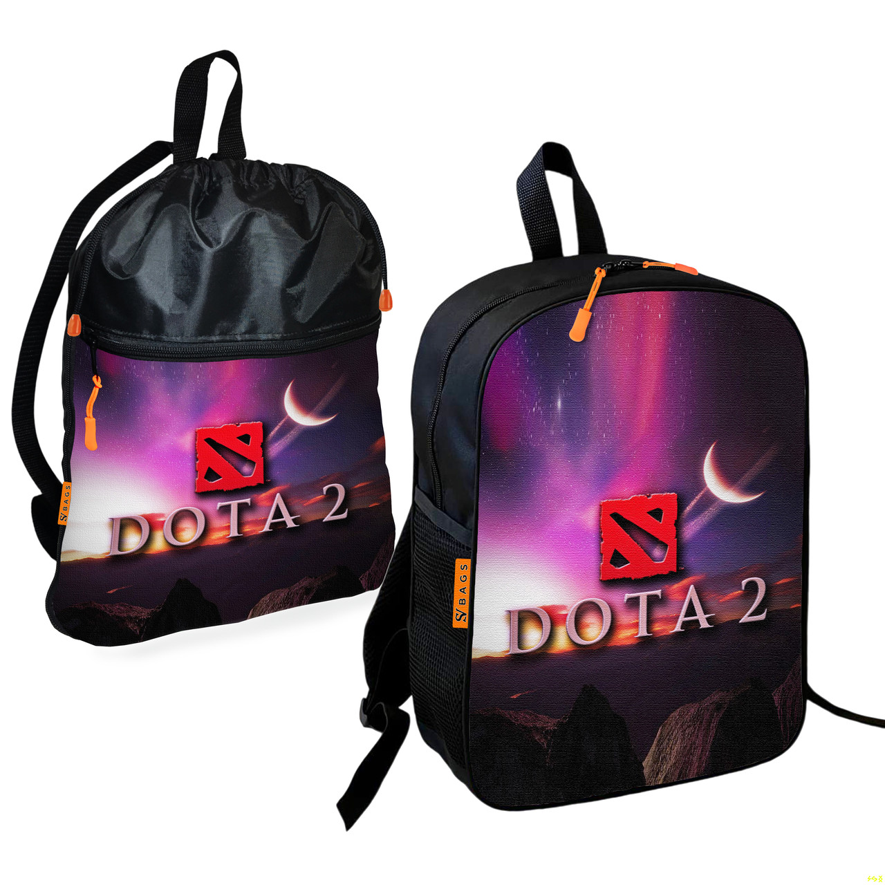 Дитячий шкільний рюкзак Dota 2 з сумкою для взуття, різнокольоровий, 2 шт