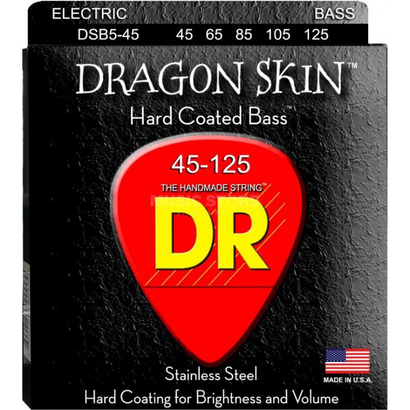 Струны для бас-гитары DR DSB5-45 Dragon Coated Medium 5-String Bass 45/125