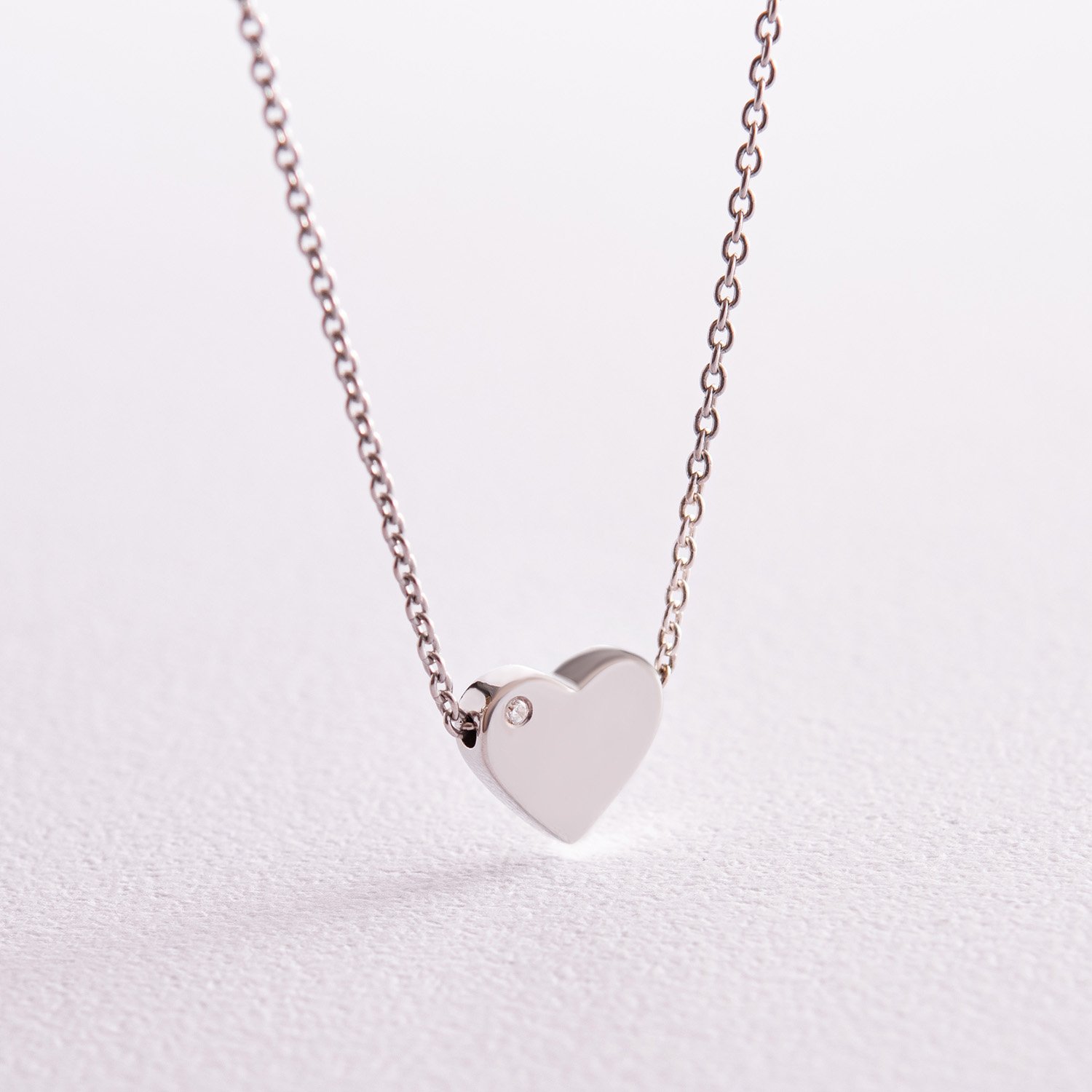 Серебряное колье Сердечко с фианитом 1090 Оникс 37