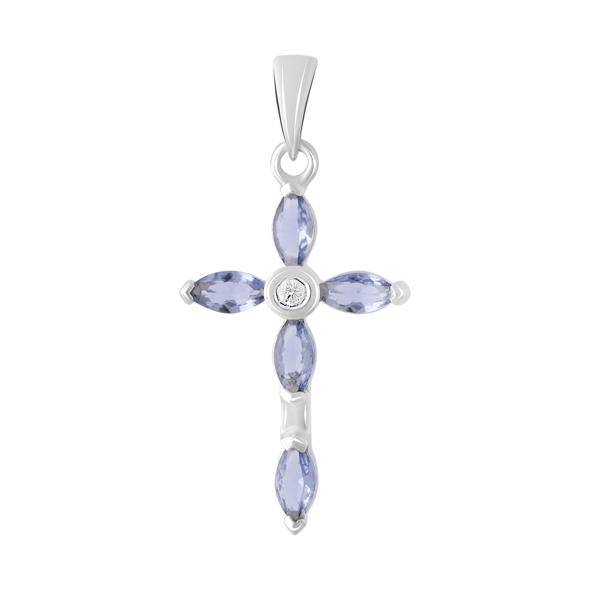 Серебряный крестик SilverBreeze с аметистом 1.295ct (2106999)