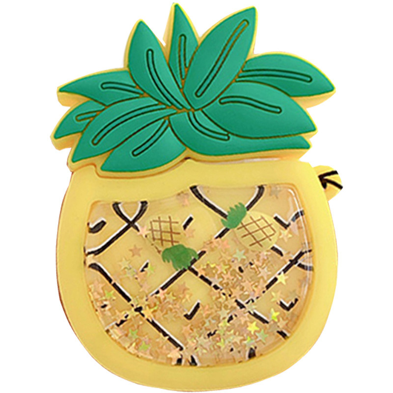 Силіконовий футляр Epik Fruits series with Sparkles Water для навушників AirPods 1/2 + кільце pineapple / Жовтий 749620