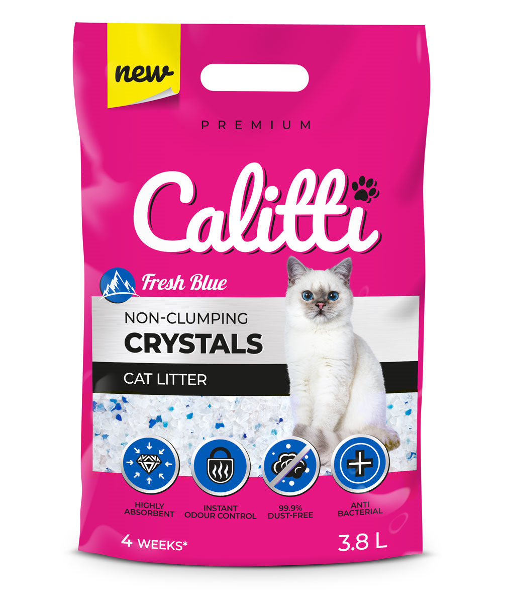 Наполнитель для кошек силикагель Calitti CRYSTALS горная свежесть 3,8 л