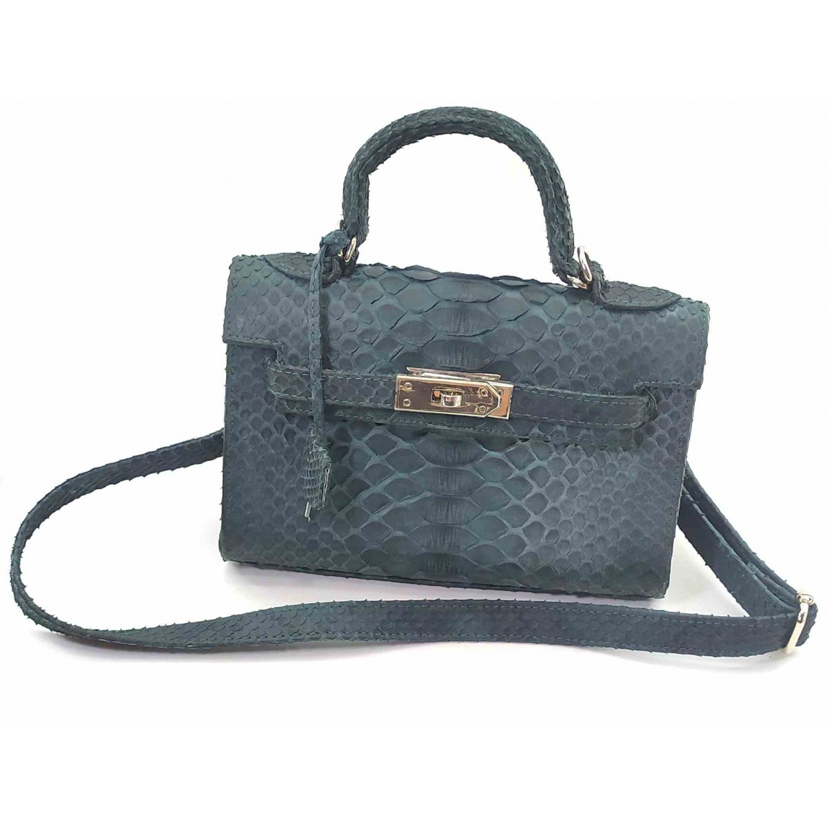 Женская сумка Piton Bags из кожи питона 22х24х9 см Зеленая (DN32804)