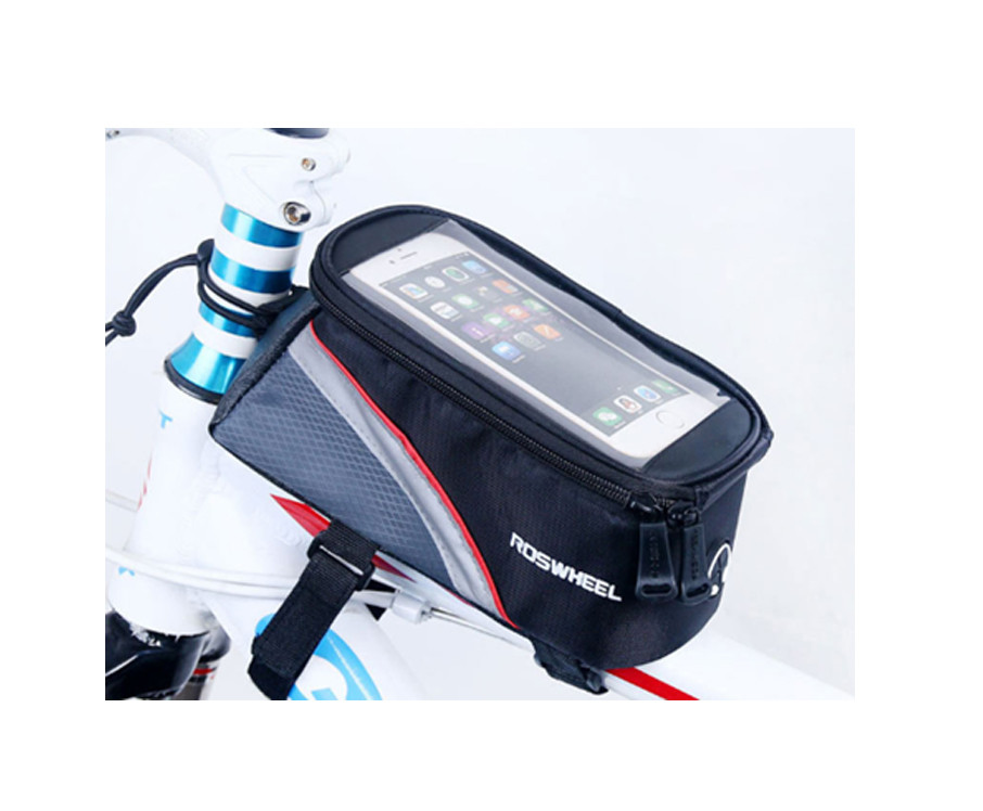 Велосипедна сумка для смартфона на раму ROSWHEEL Чорно-сіра