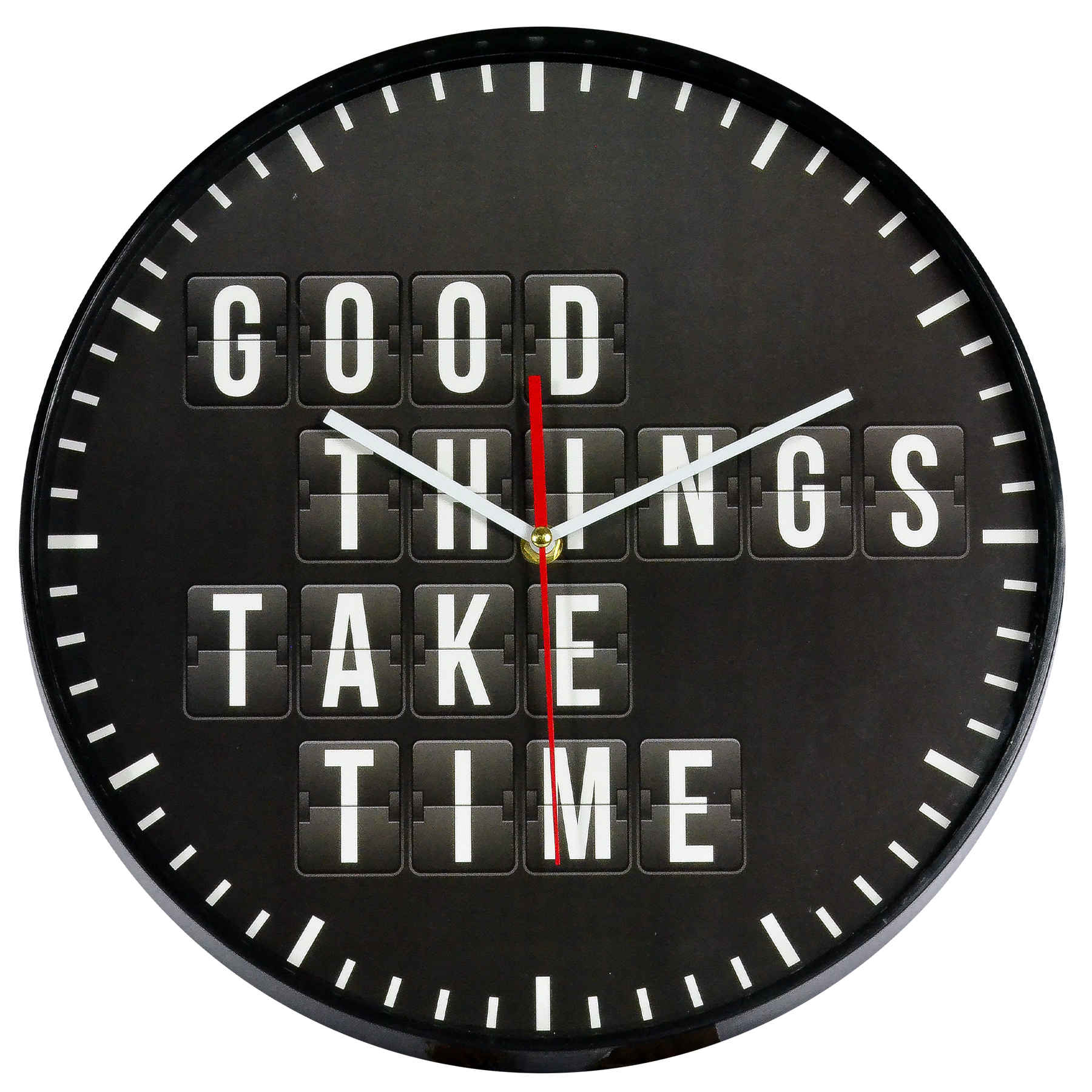 Годинник настінний Technoline 775485 Good Things Take Time Чорний