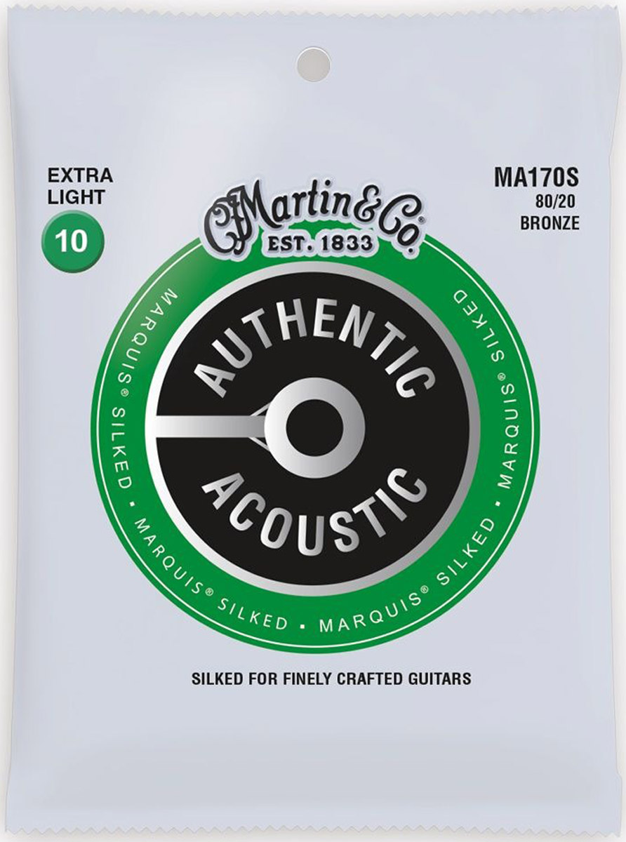 Струни для акустичної гітари Martin MA170S Marquis Silked 80/20 Bronze Acoustic Guitar Strings Extra Light 10/47