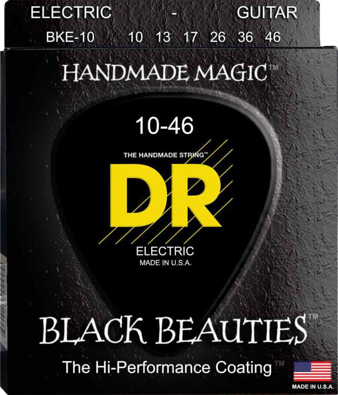 Струни для електрогітари 6 шт DR BKE-10 Black Beauties Medium K3 Coated Electric Guitar Strings 10/46