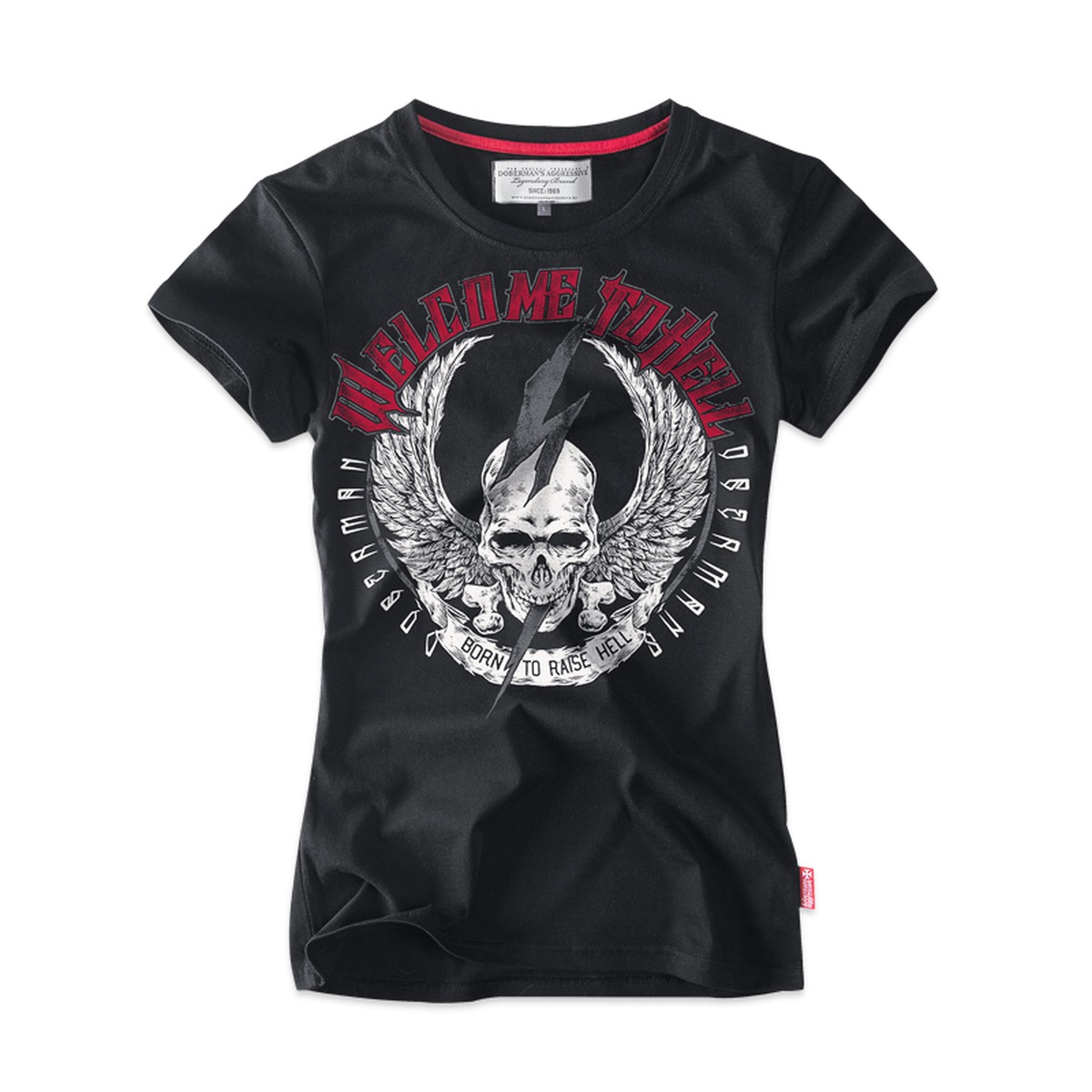 Жіноча футболка Dobermans Aggressive Welcome to Hell L Чорний (TSD155BK-L)