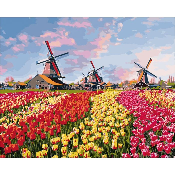 Картина за номерами Барвисті тюльпани Голландії 40х50 см (KHO2224)