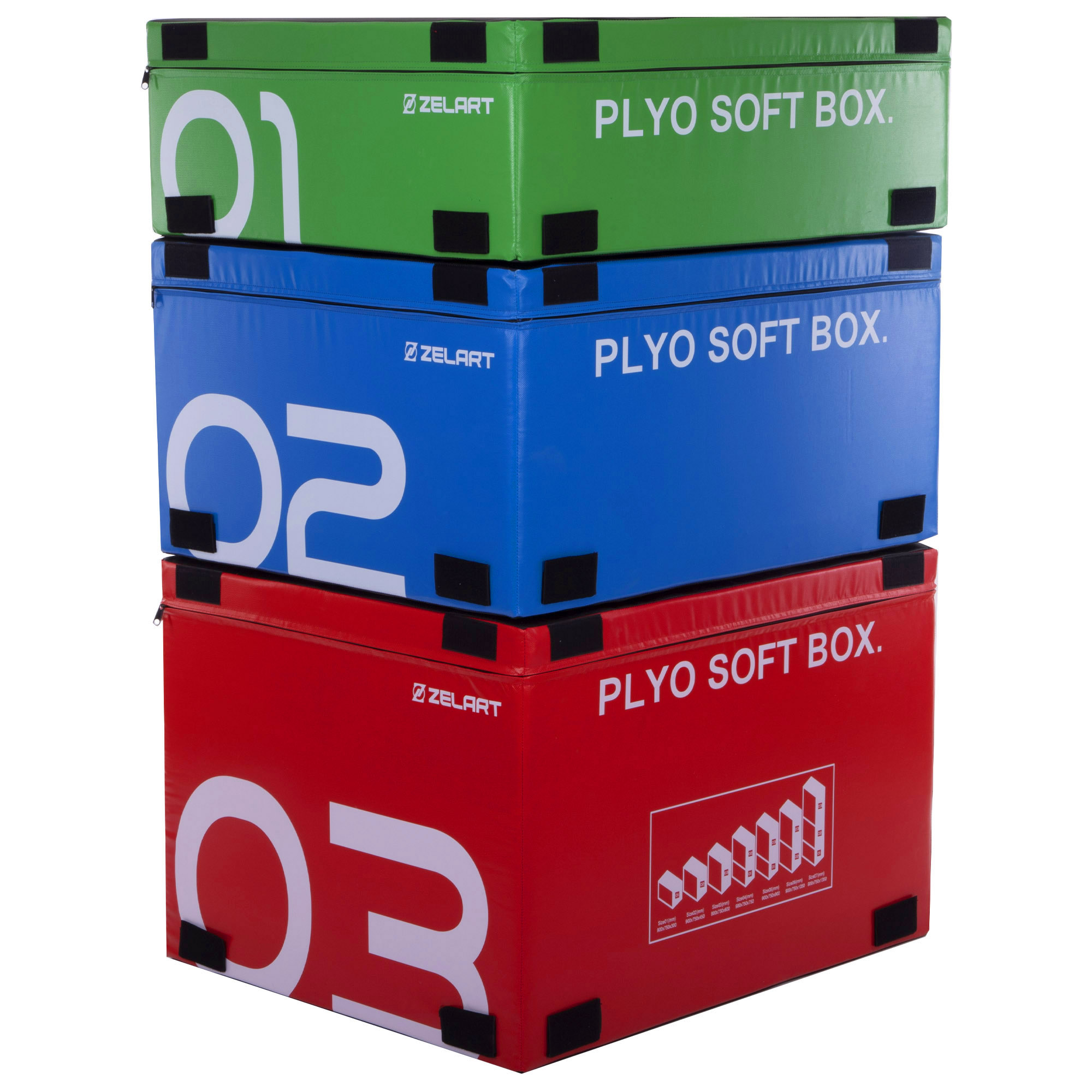 Бокс плиометрический мягкий набор Zelart PLYO BOXES FI-3635 3шт 90х75х30/45/60см зеленый/синий/красный