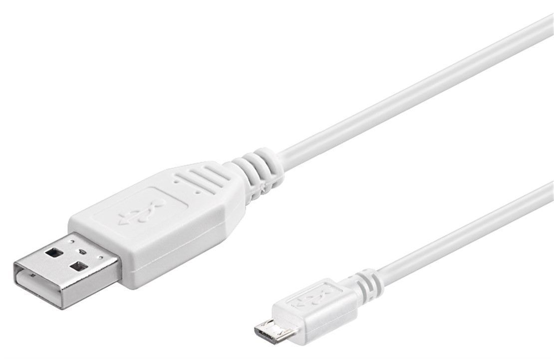 Кабель пристроїв Goobay USB2.0 A-microB M/M  0.6m AWG28 2xShielded Cu білий (75.09.6192)