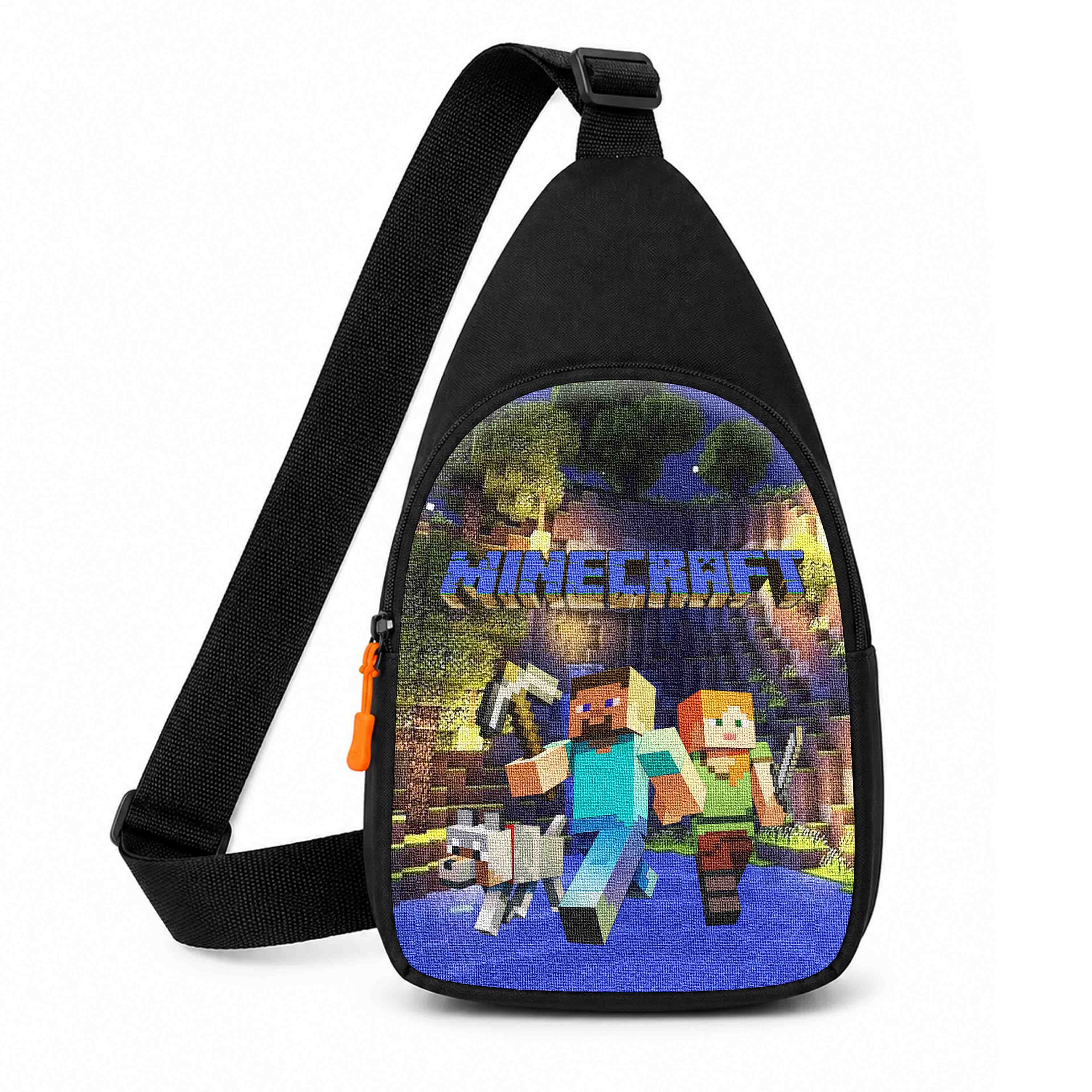 Дитяча сумка-слинг через плечо Minecraft Крипер, чорна, 29×17×5 см — арт. 2643077295