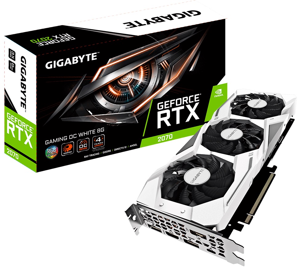 Відеокарта Gigabyte GeForce RTX2070 8192Mb GAMING OC WHITE GV-N2070GAMINGOC WHITE-8GC