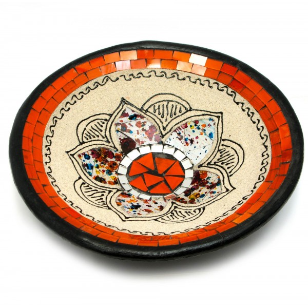 Блюдо терракотовое с мозаикой (d- 25 h-5 см) 29459