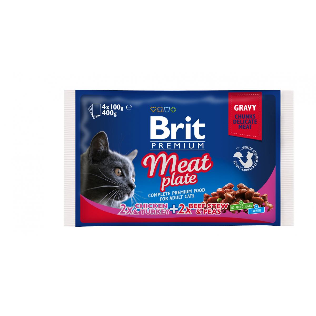 Консерви Brit Premium Cat pouch 400 г м'ясна тарілка