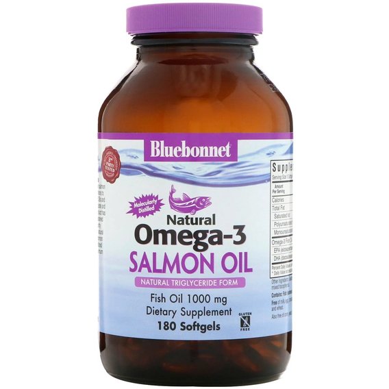 Жир лосося Bluebonnet Nutrition Natural Omega-3 Salmon Oil 1000 mg 180 Softgels BLB0953