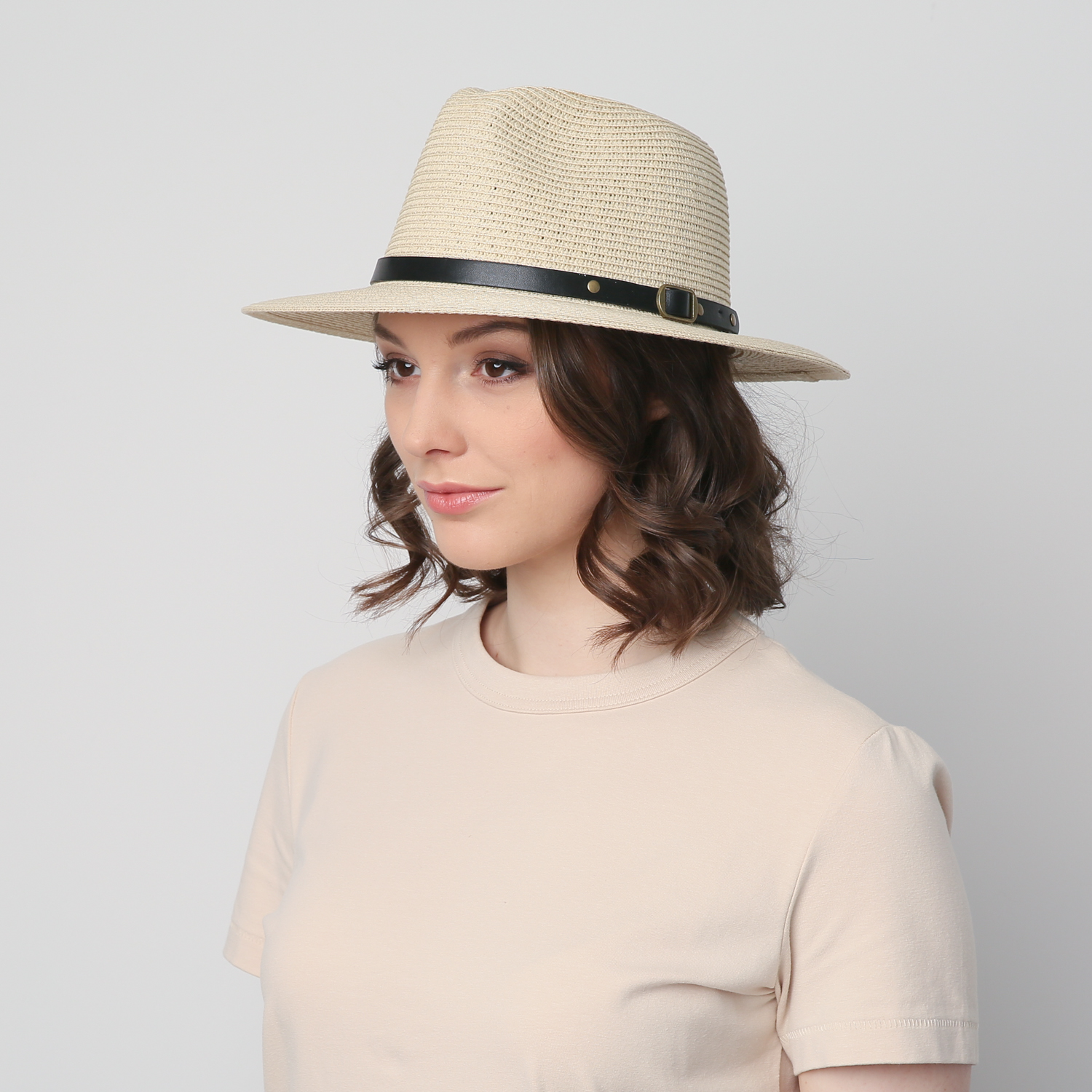 Шляпа унисекс федора LuckyLOOK 844-064 One size Бежевый
