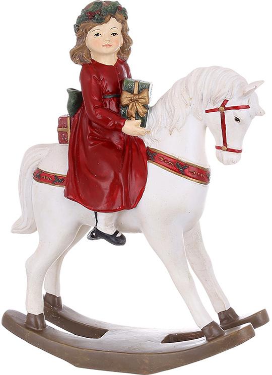 Настольная фигурка Girl on a horse 25 см Ретро стиль BonaDi Разноцветный DP232174