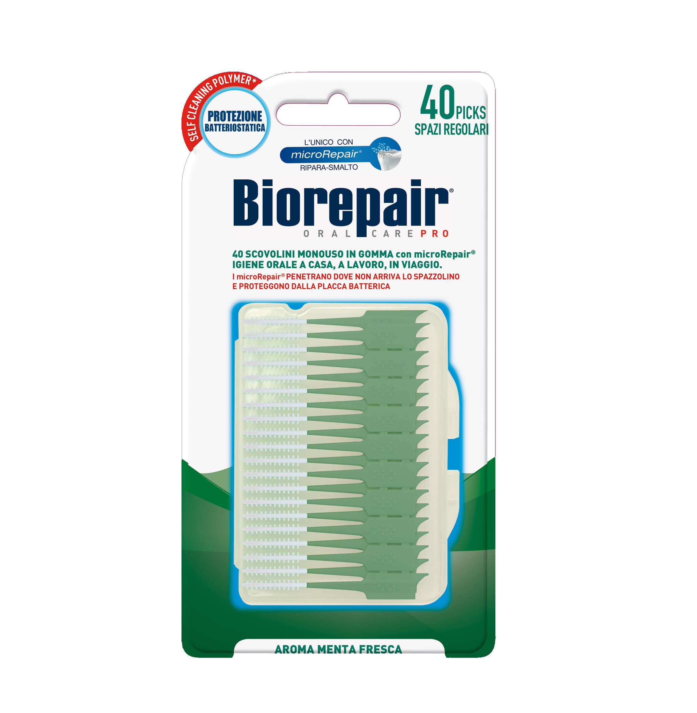 Інтердентальна зубочистка Biorepair М Біло-зелений 40 шт (8017331060070)