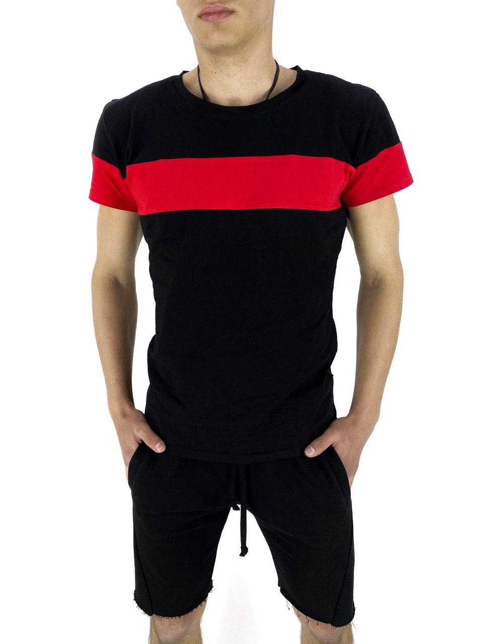Комплект Футболка та шорти Intruder Color Stripe XL Чорний з червоним (Kom 1589369461/ 4)
