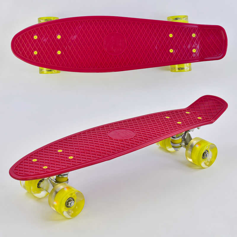 Скейт Пенни борд Best Board со светящимися PU колёсами Red-Yellow (74190)