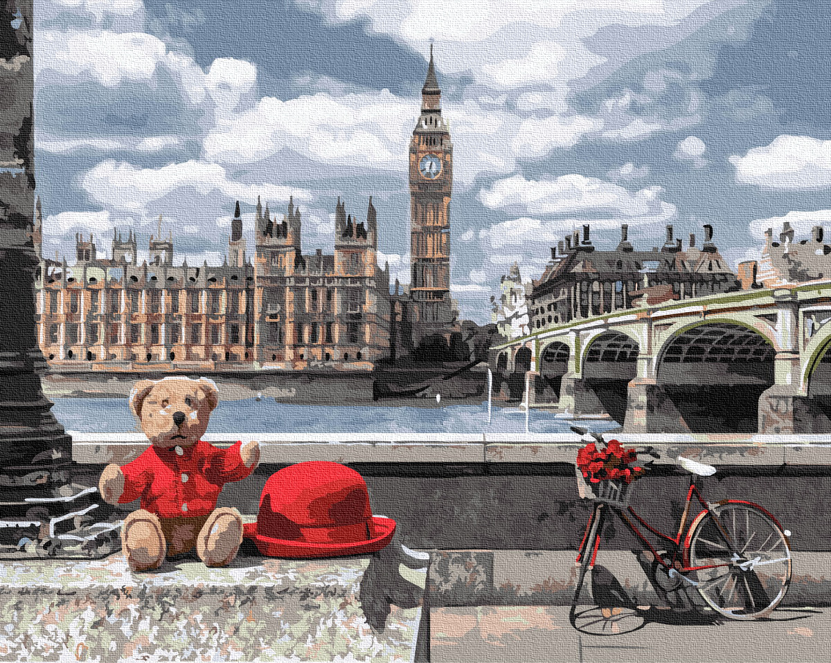 Картина по номерам BrushMe "Ведмедик-мандрівник в Лондоні" 40х50 см GX35029