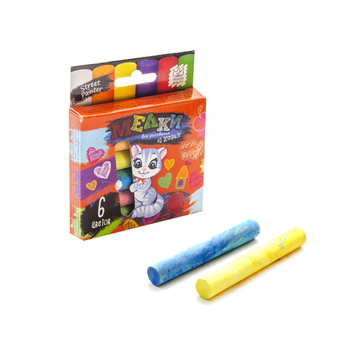Крейда для малювання на асфальті Dankotoys 6 кольорів (MEL-02-01)