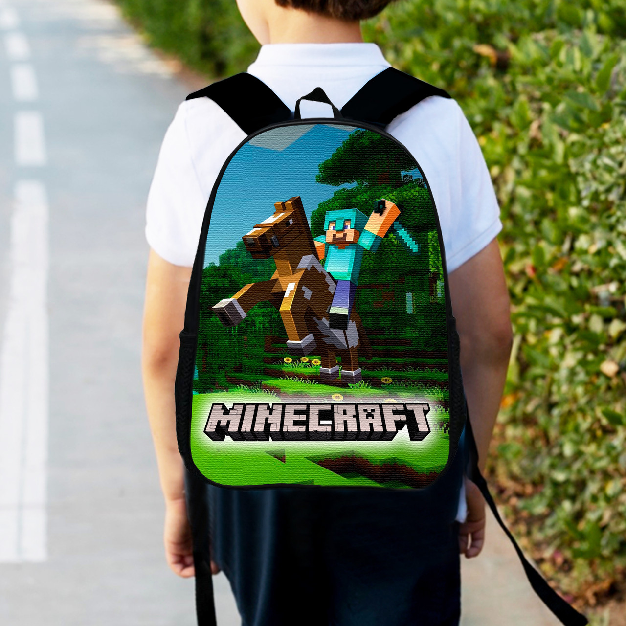 Дитячий рюкзак Minecraft з принтом, 34×27×13 см, вологонепроникний поліестер