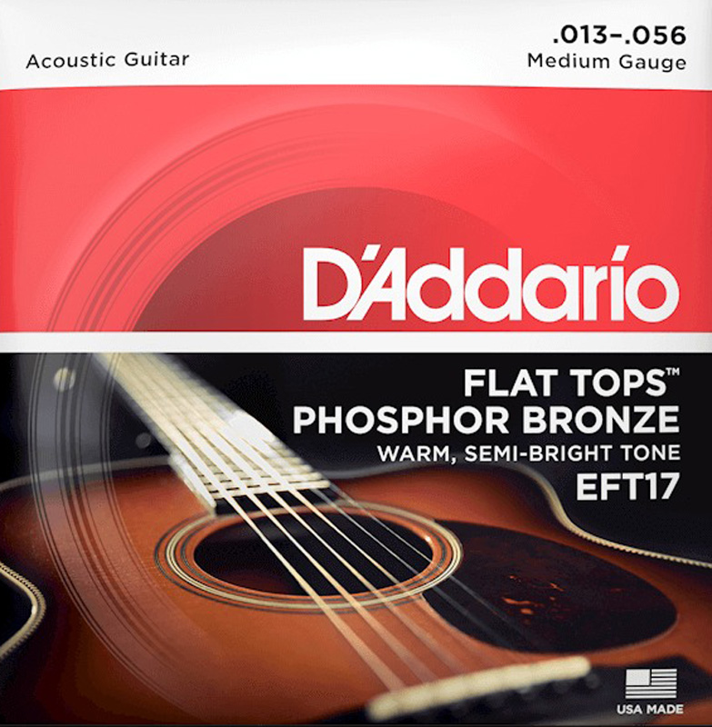 Струны для акустической гитары D'Addario EFT17 Phosphor Bronze Flat Tops Medium Acoustic Guitar Strings 13/56