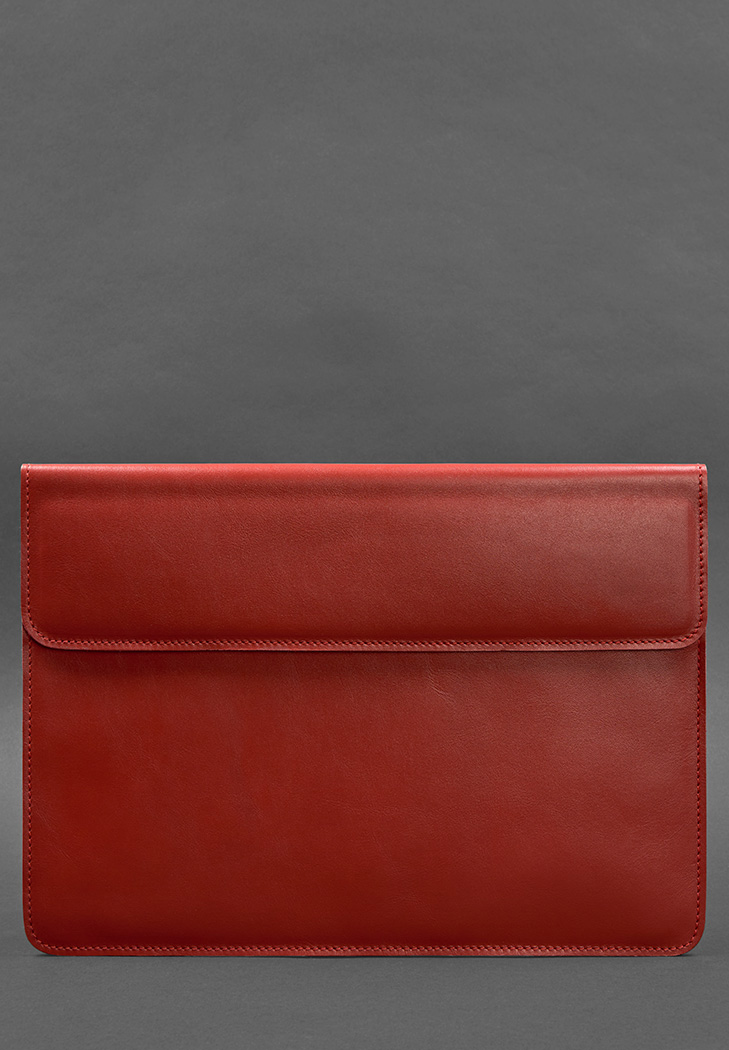 Кожаный чехол-конверт на магнитах для ноутбука Универсальный Красный BlankNote