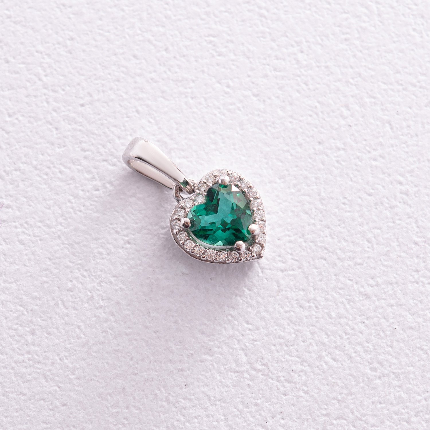Серебряный кулон Сердечко с кварцом и фианитами 3983/1р-QGR Оникс