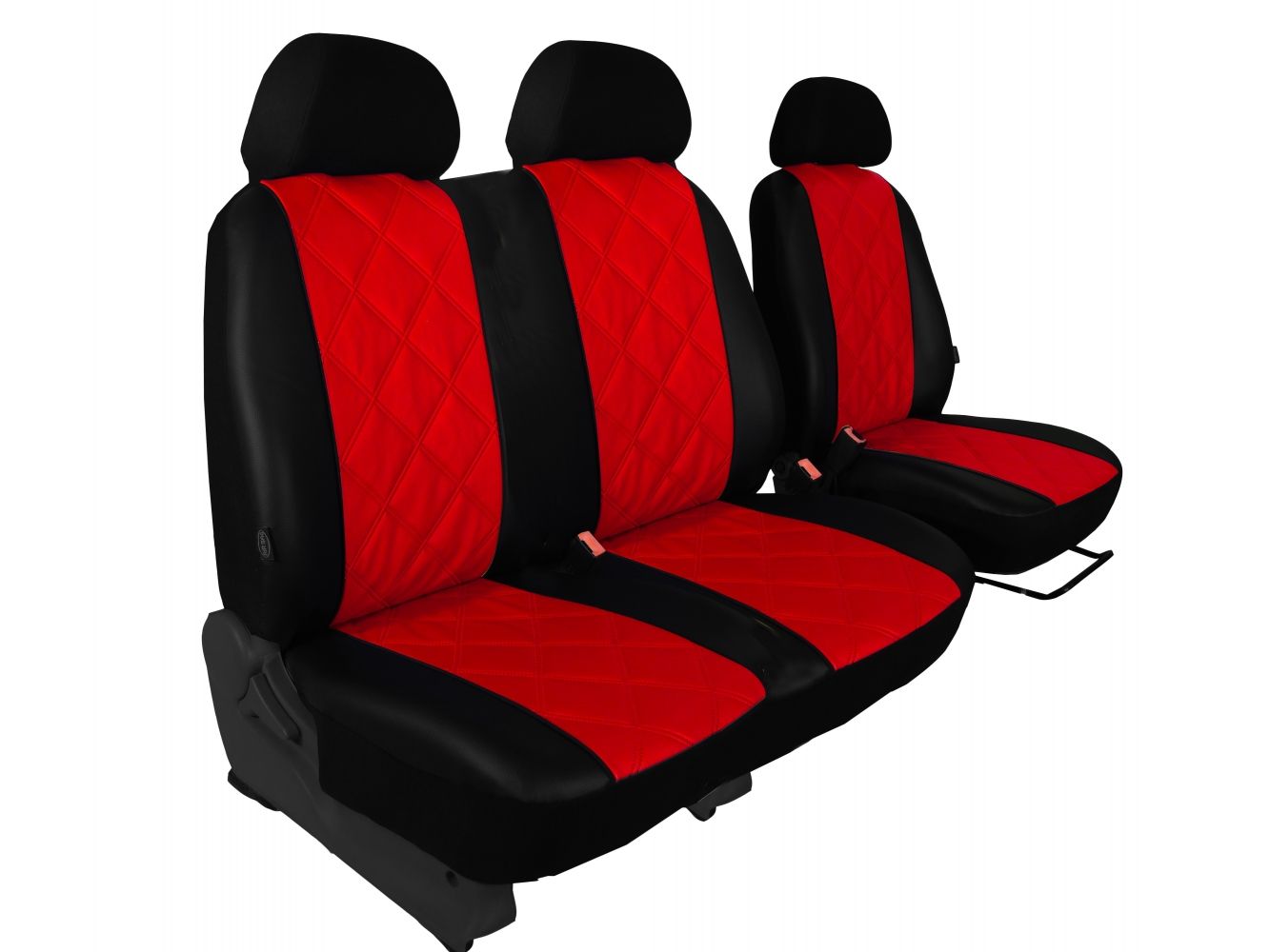 Универсальные авто чехлы на сиденья с еко кожы Pok-ter Elit 1+2 красный
