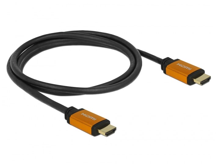 Кабель монітора-сигнальний Delock HDMI M/M  1.5m UHD 8K@60Hz D=7.3mm HDR Cu чорний (70.08.5728)