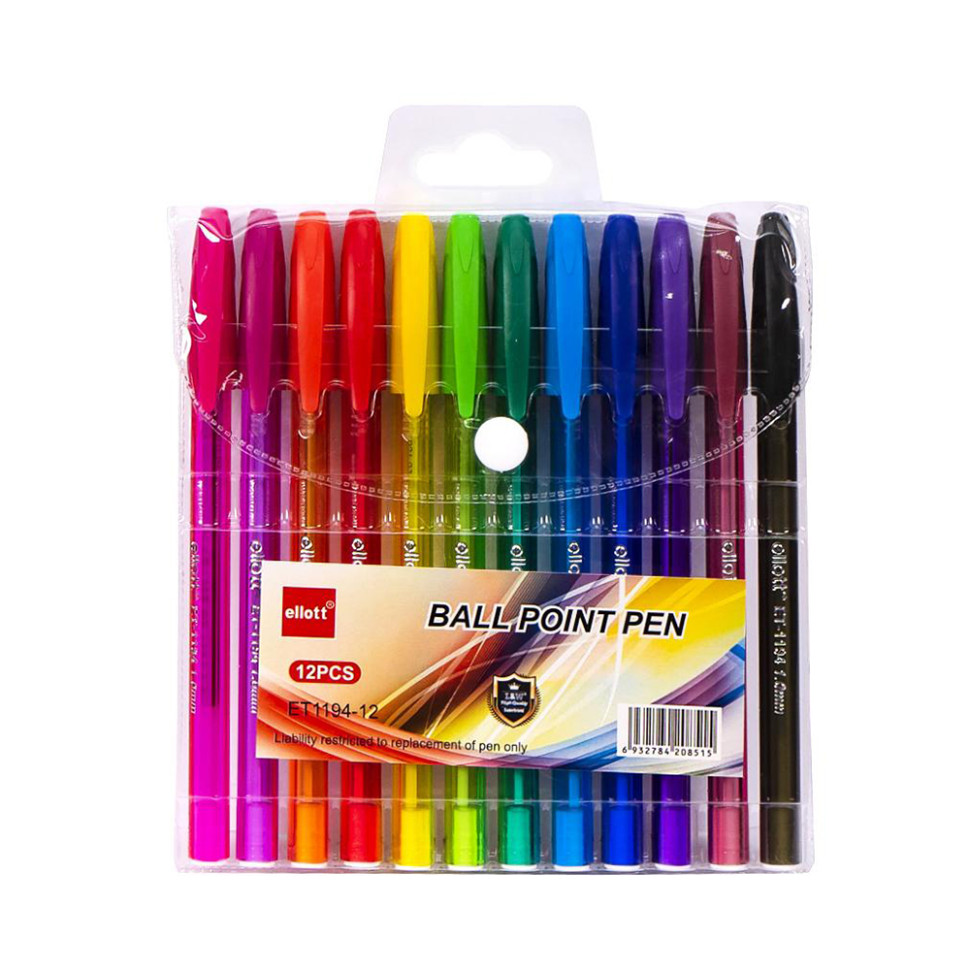 Набір ручок кулькових Ellott ET1194-12 12 кольорів
