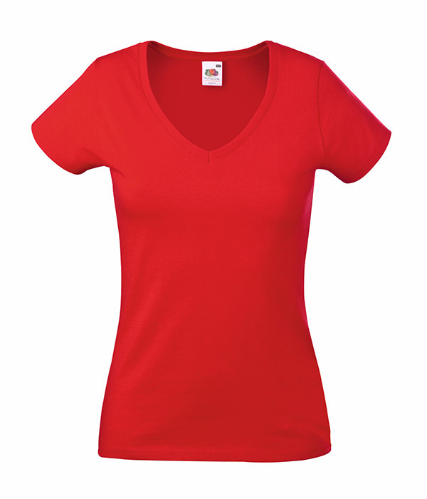 Футболка Fruit of the Loom Lady-fit V-neck XS Червоний (061398040XS)