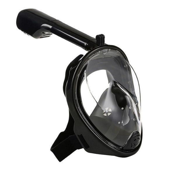 Полнолицевая панорамная маска для плавания Easy Breath M2068G с креплением для камеры S/M Черная (258475)