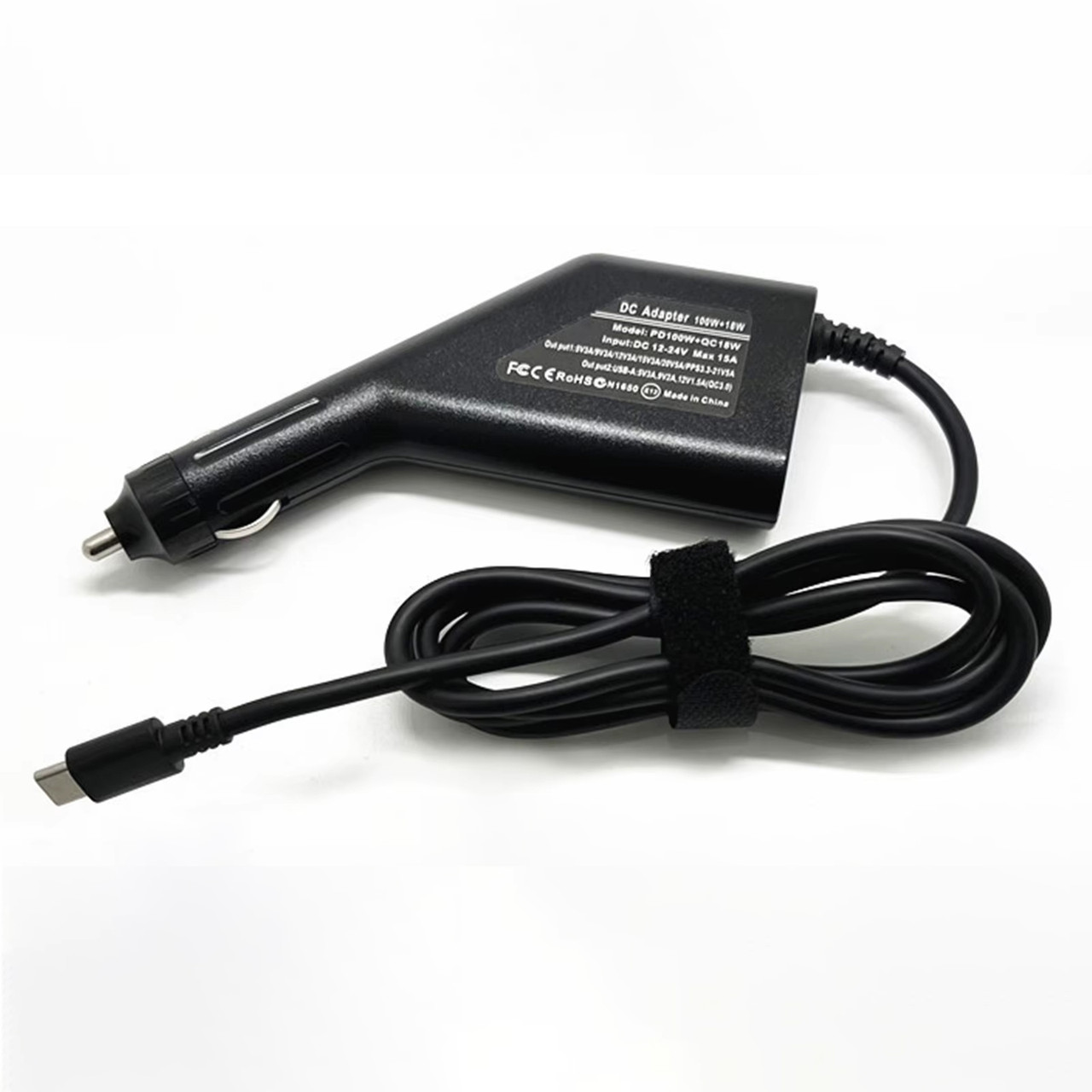 Автомобильный адаптер для ноутбука от прикуривателя Type-C PD100W+QC18W 12-24V (CAR100WTypeC)