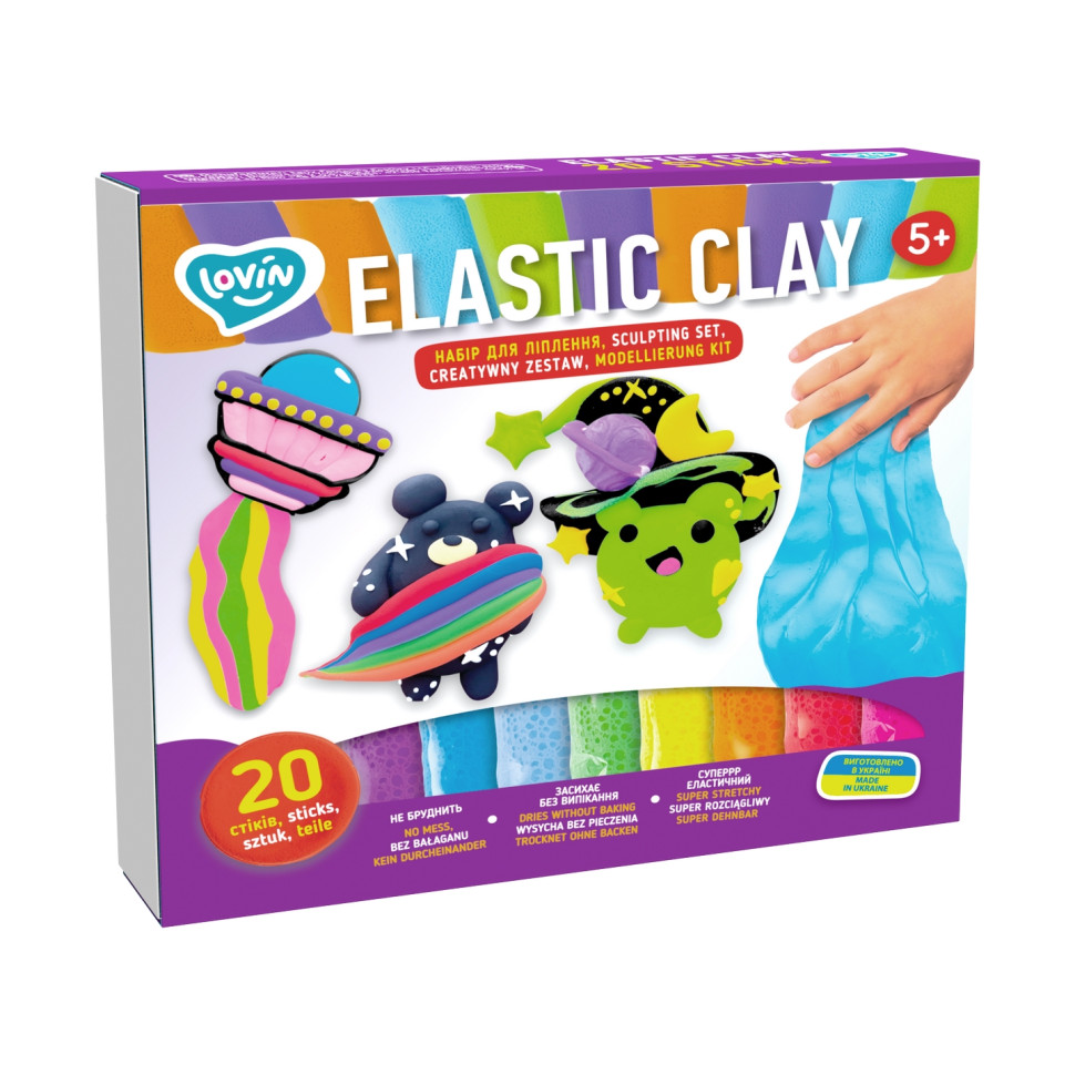 Набор для лепки с воздушным пластилином Elastic Clay TM Lovin 70140 20 стиков