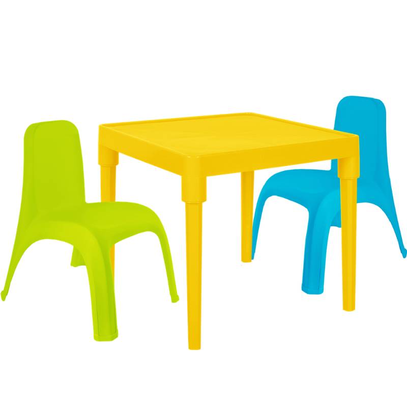 Дитячий стіл для творчості + 2 стільці Різнокольорові (18-100-27)