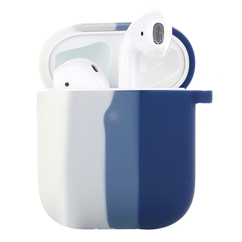 Силиконовый футляр Epik Colorfull для наушников AirPods 1/2 Белый / Синий 1132368