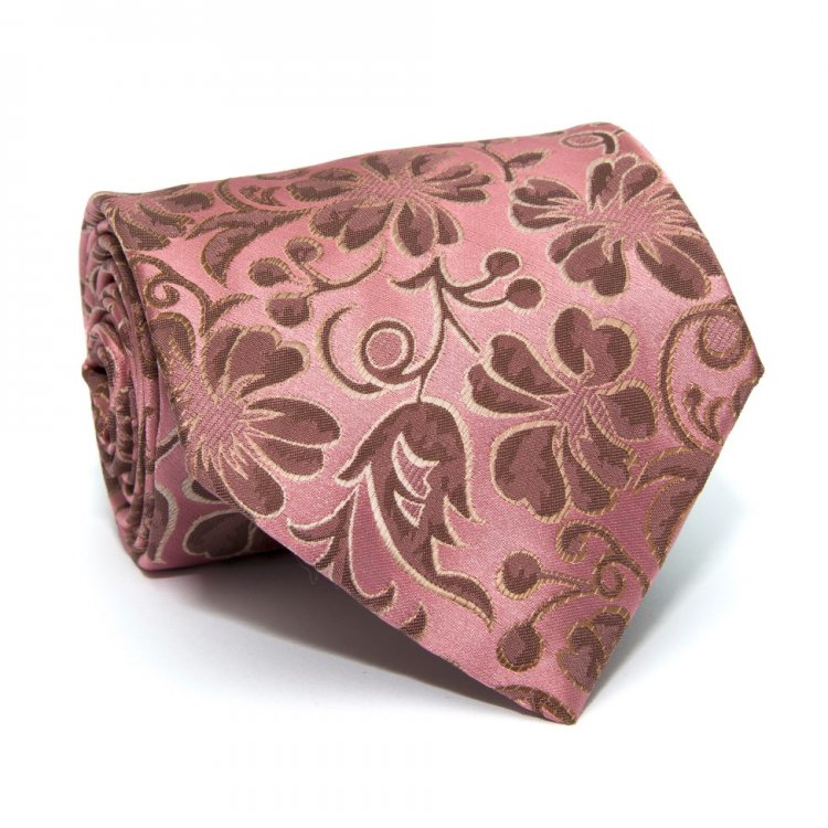 Краватка ZAGI з квітами рожева ZN-1824