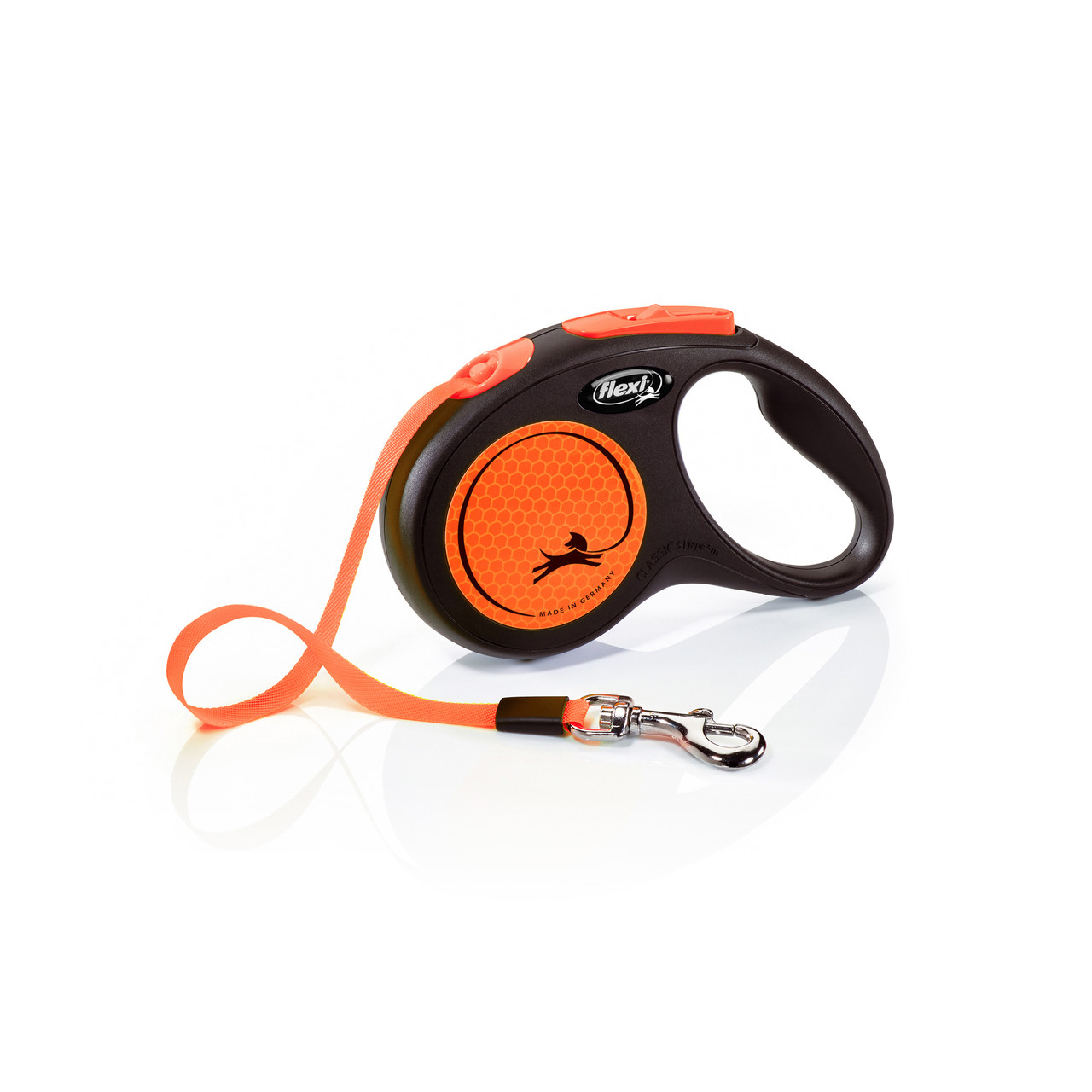 Поводок рулетка для собак мелких и средних пород Flexi New Neon S 5 м до 15 кг оранжевый