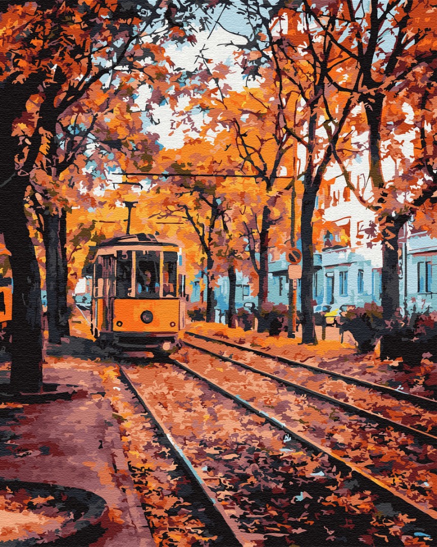 Картина за номерами BrushMe "Осінній трамвай" 40х50см GX32300