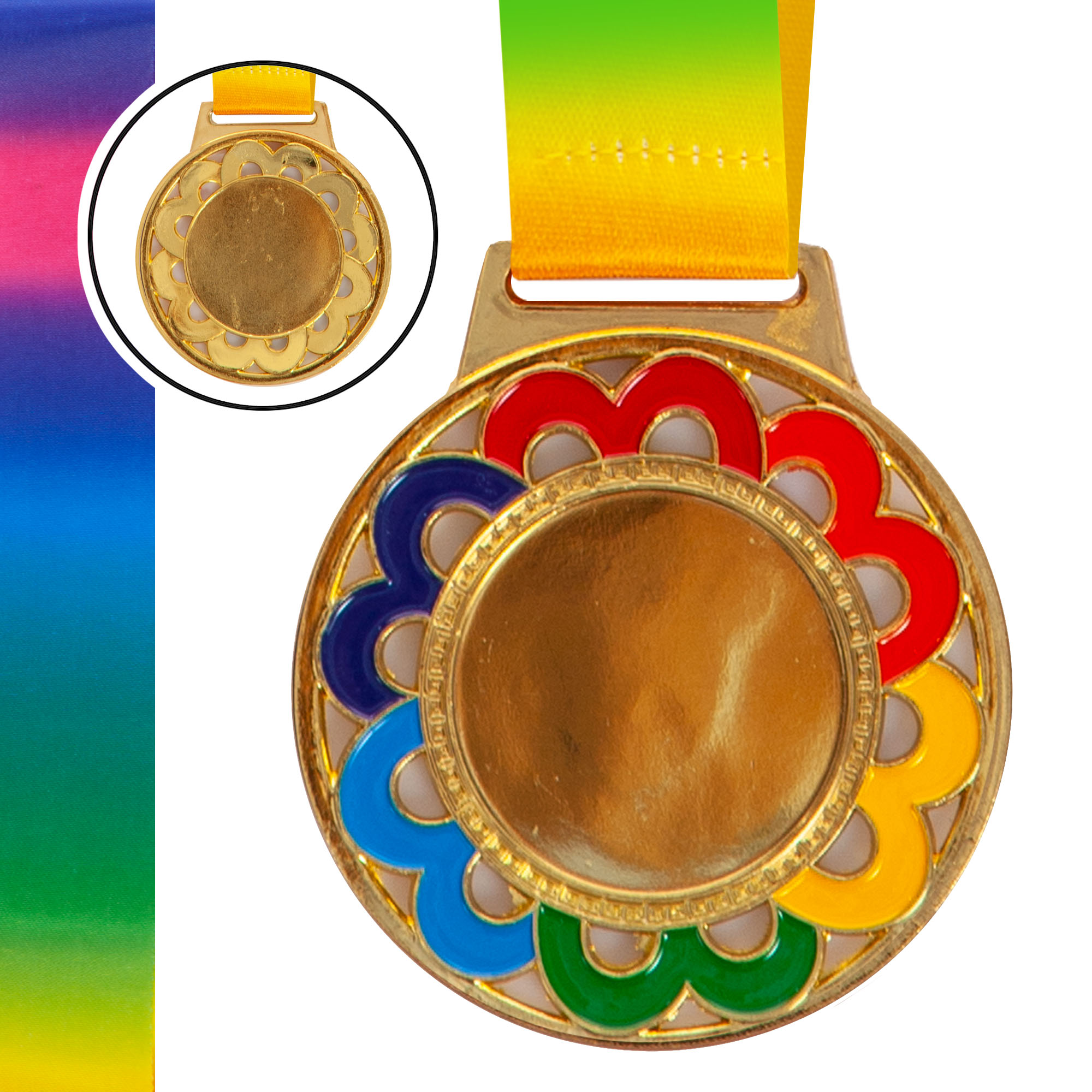 Заготовка медали спортивной с лентой цветная d-6,5см SP-Sport C-0347 Золото