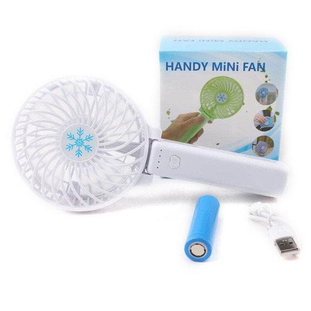Портативний ручний вентилятор трансформер handy mini fan з акумулятором 18650, білий